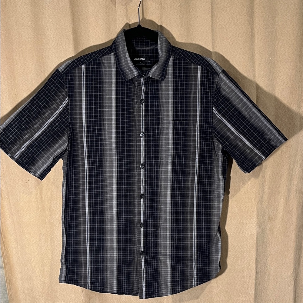 Men’s Claiborne Black & Gray Short-Sleeve Button Down Shirt